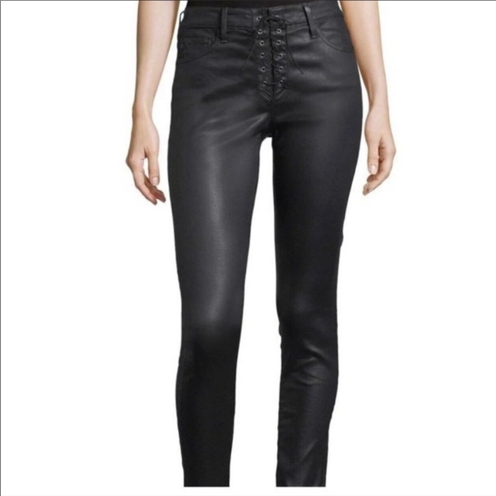 AG The Farrah Skinny Ankle Lace-Up Coated Denim size 31